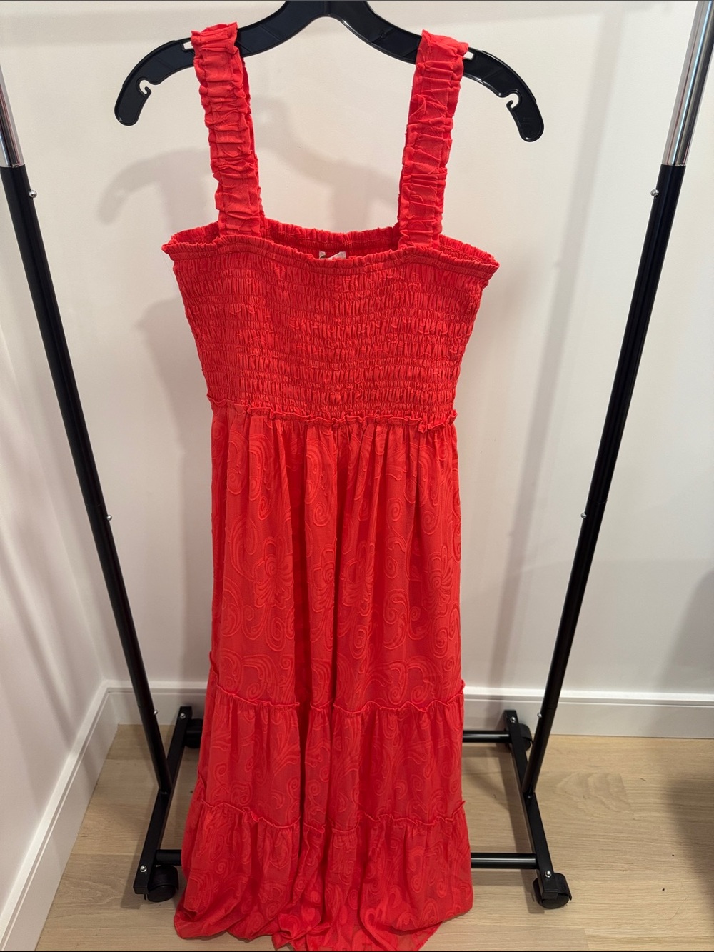 Lilly Pulitzer Red Smocked Maxi Dress with Ruffled Straps